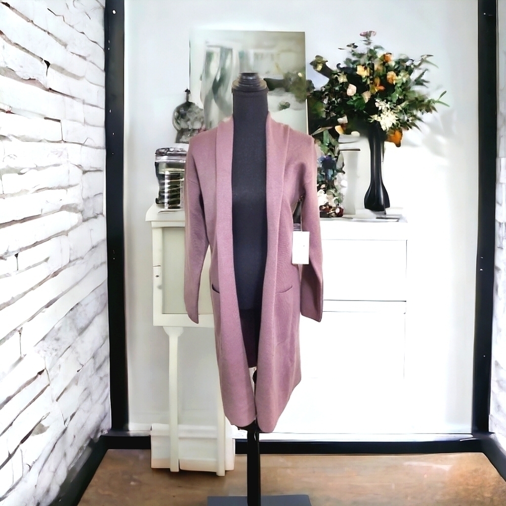 Women’s Open-Front Long Cardigan Sweater - Mauve